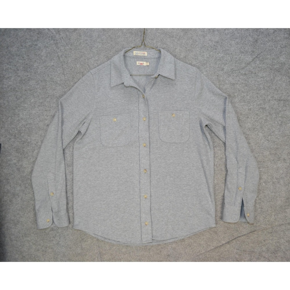 Faherty‎ Legend Shirt Mens M Gray Knit Button Up Long Sleeve Casual Flannel